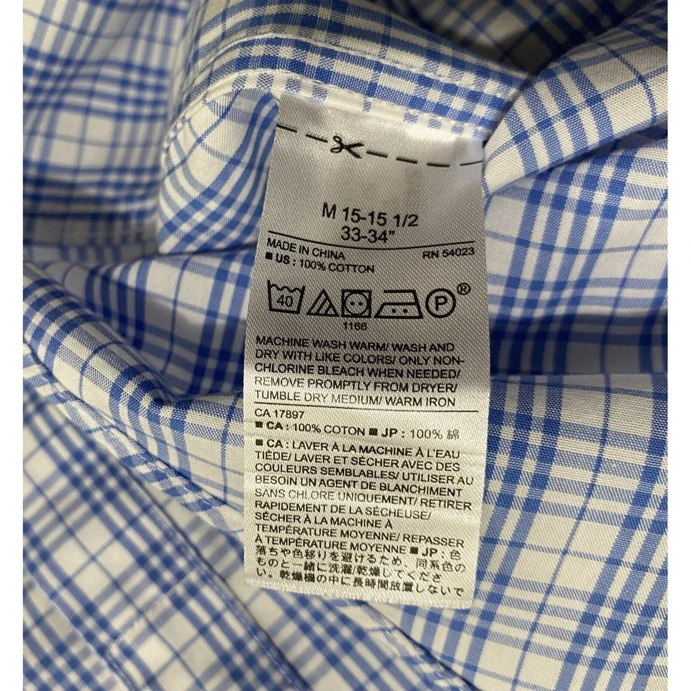 Banana Republic Button Up Dress Shirt Men's Long Sleeve Blue Checked Size M